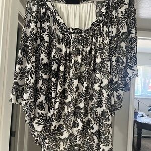 Lane Bryant Black and White Ruffled Blouse